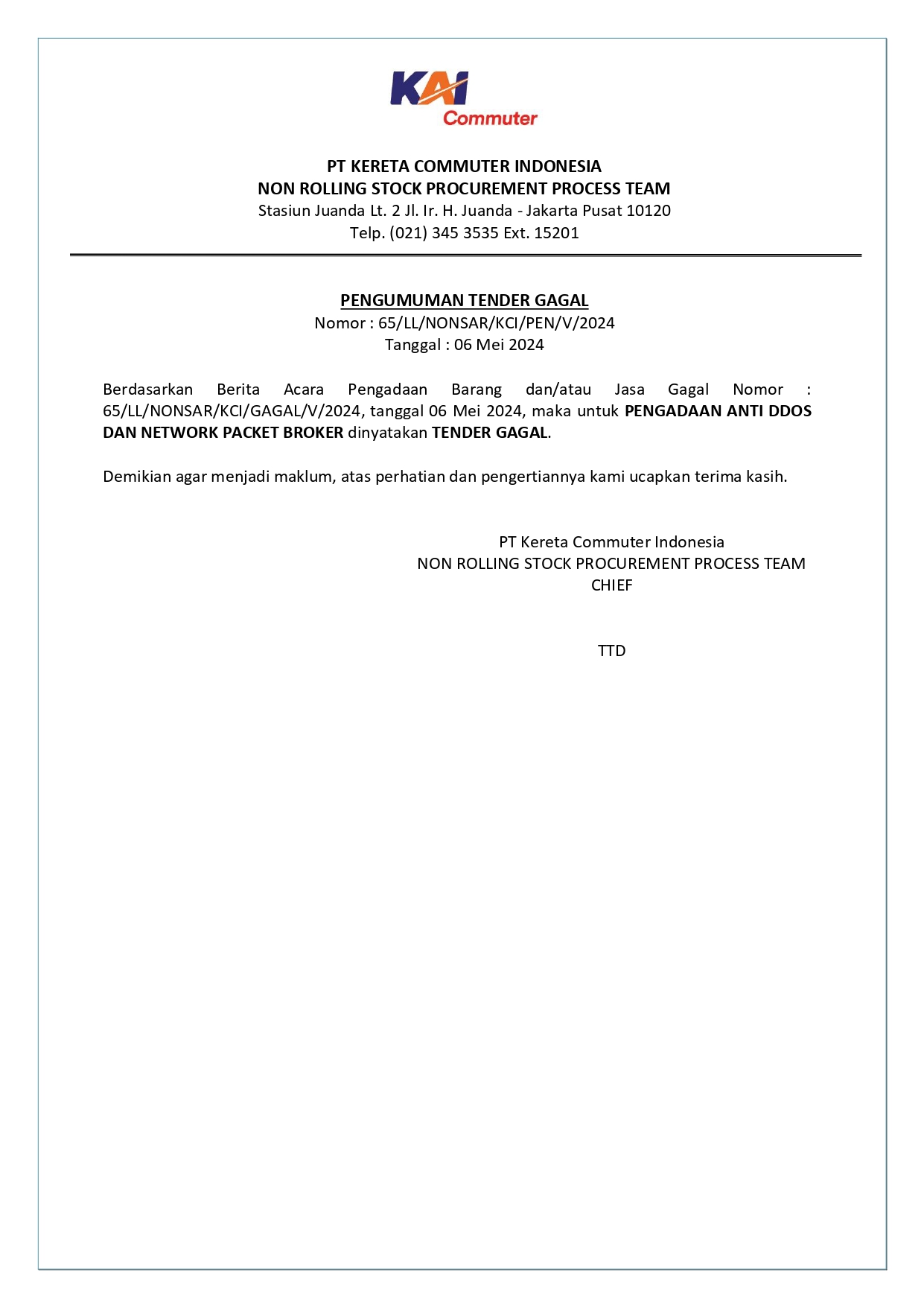 7 pengumuman tender gagal 65 pengadaan anti ddos dan network packet broker.docx page 0001